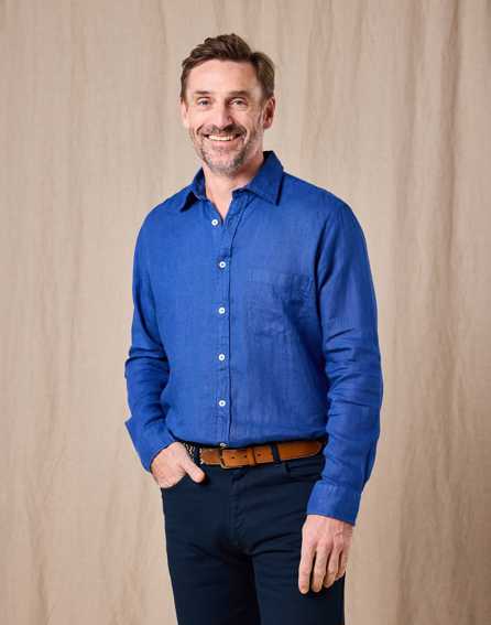 Linen Shirt Long Sleeve - Atlantic