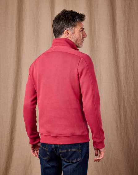 Half Zip Waffle Sweatshirt - Brick Red