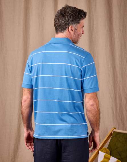 Striped Polo Shirt - Blue/White