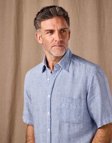 Linen Shirt Short Sleeve - Dogtooth