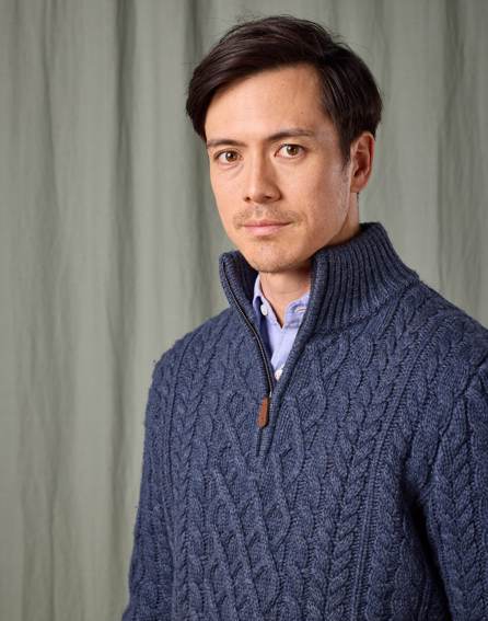 Aran Half Zip Jumper - Denim