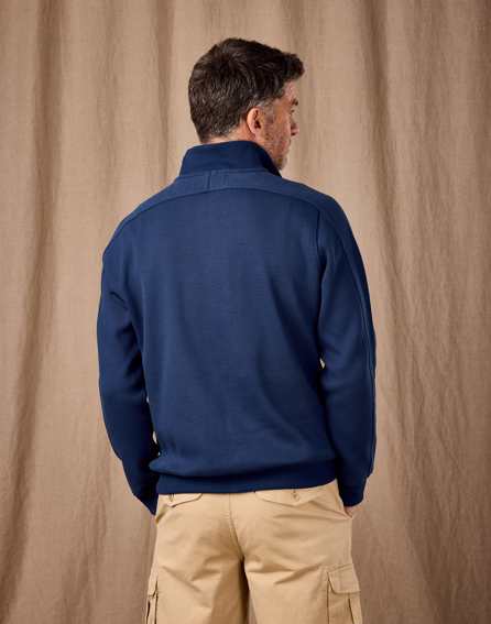 Half Zip Waffle Sweatshirt- Dark Blue