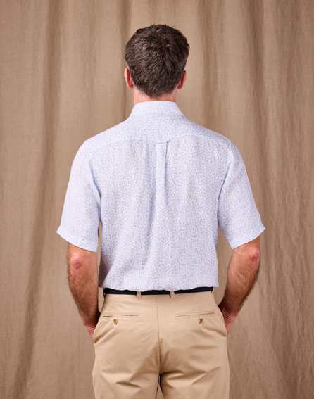 Linen Shirt Short Sleeve - Blue/White Floral
