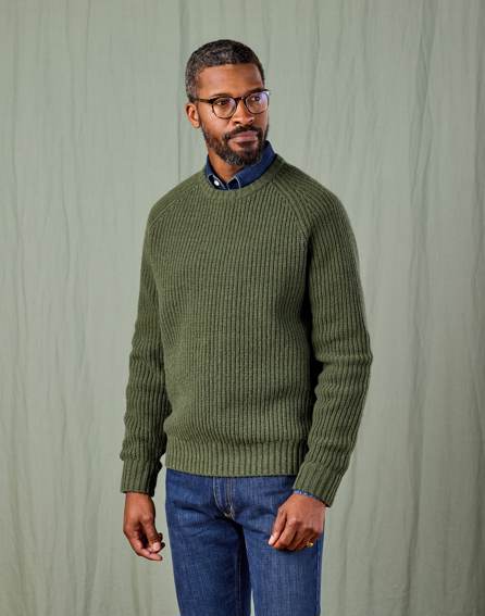Whitby Rib Crew Neck Jumper - Green