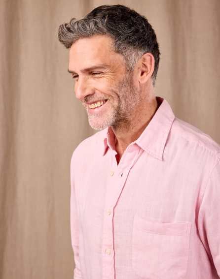 Linen Shirt Long Sleeve - Pink