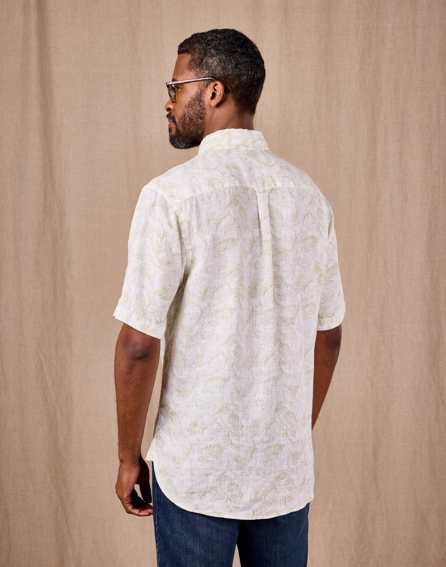 Linen Shirt Short Sleeve - Botanical Print