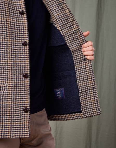 Double Faced Wool Gilet - Dogtooth/Navy