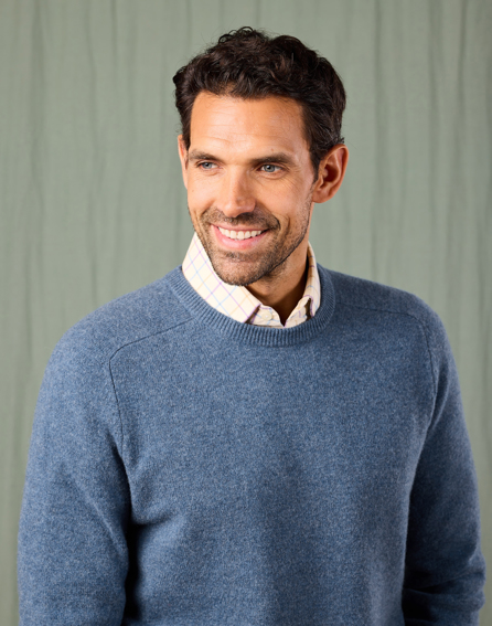 Lambswool Crew Neck Jumper - Blue