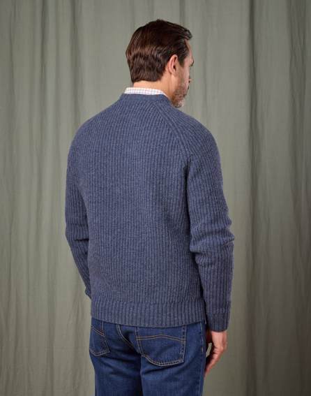 Whitby Rib Crew Neck Jumper - Blue