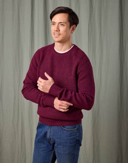 Shetland Crew Neck Jumper - Damson