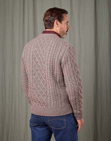 Aran Crew Neck Jumper - Cobble