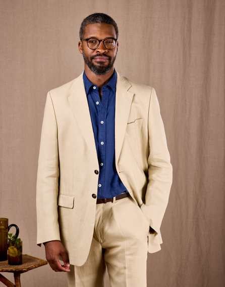 Linen Suit Jacket - Stone