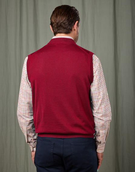 Merino Sleeveless Jumper - Burgundy