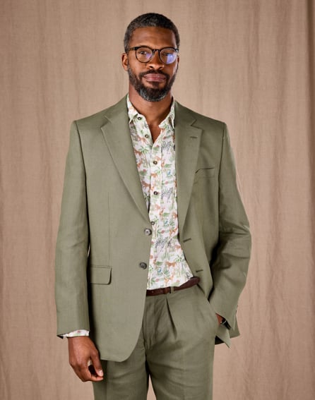 Linen Suit Jacket - Olive