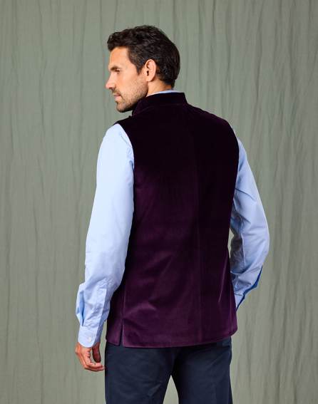 Velvet Nehru Gilet - Purple