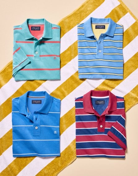 Striped Polo Shirt - Red/Blue