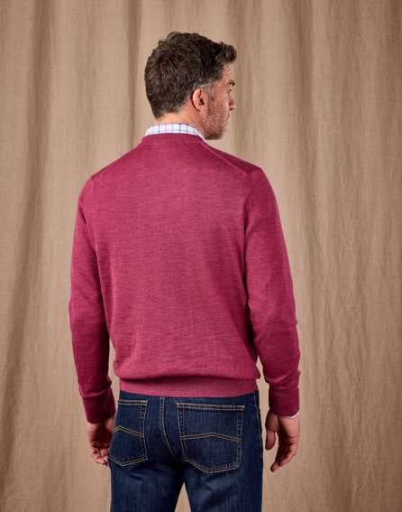 Merino V Neck Jumper - Dusty Rose