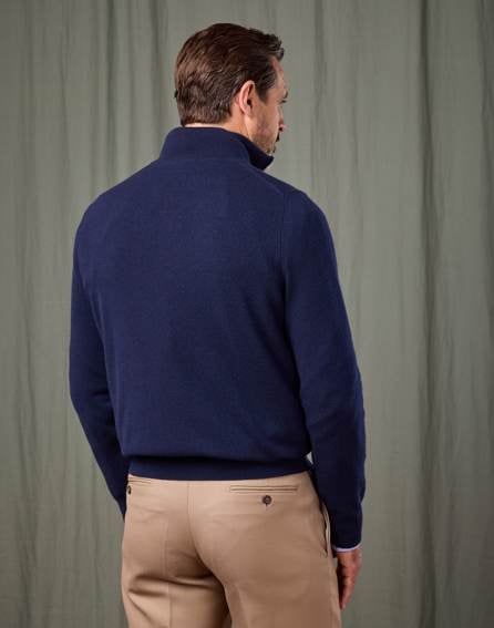Cashmere Half Zip Jumper - Navy