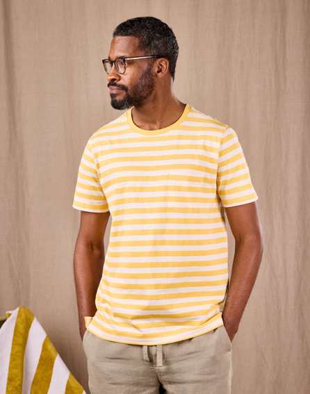 Printed Stripe T Shirt - Yellow