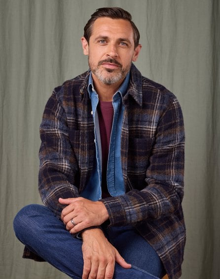 Wool Overshirt - Navy/Brown Check