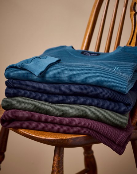 Long Sleeve Waffle T Shirt - Teal
