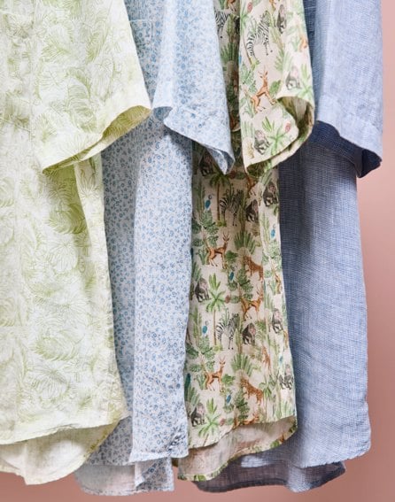 Linen Shirt Short Sleeve - Botanical Print