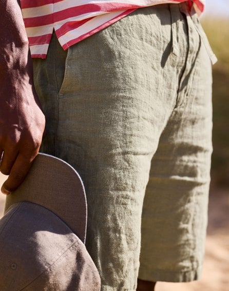 Casual Linen Shorts - Khaki