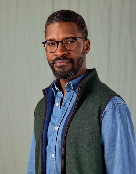 Reversible Merino Gilet - Dark Green/Dark Blue