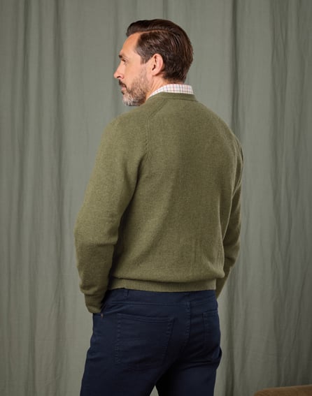 Lambswool Cardigan - Light Olive
