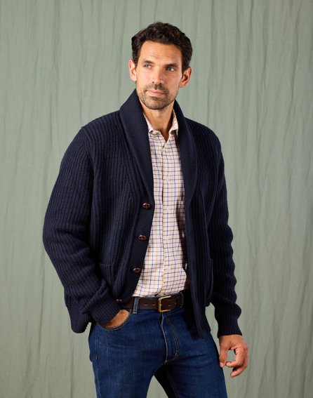 Whitby Shawl Collar Cardigan - Navy