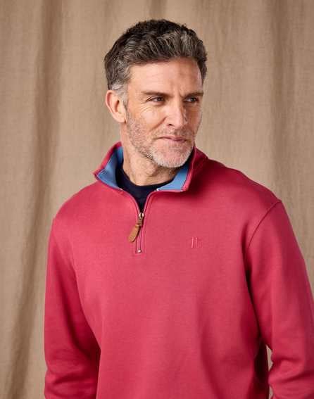 Half Zip Jersey Sweatshirt - Raspberry