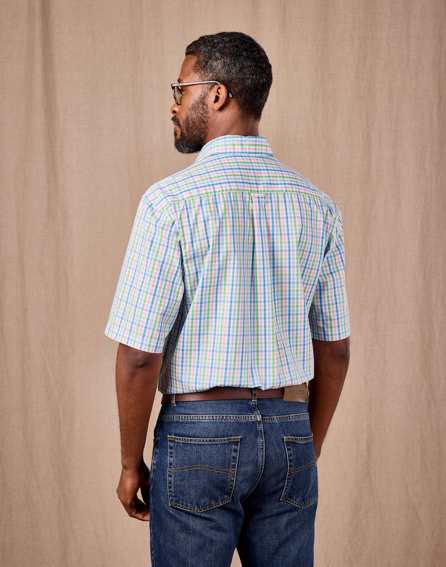 Summer Check Shirt Short Sleeve - Green/Pink/Blue Gingham