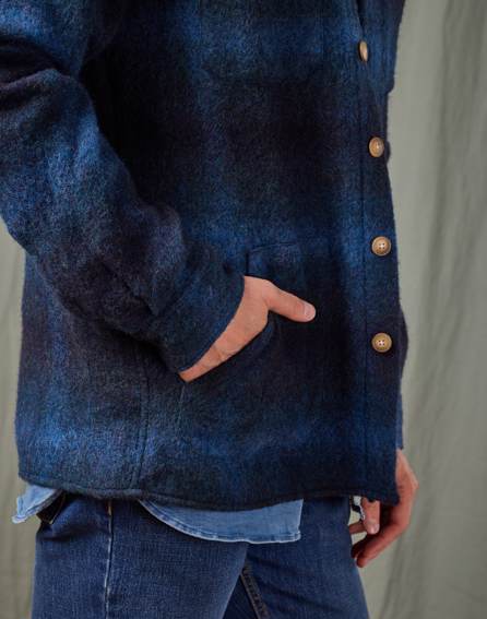 Wool Overshirt - Navy/Blue Check