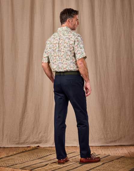 Flat Front Chino Trousers - Navy