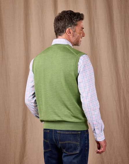 Merino Sleeveless Jumper - Green
