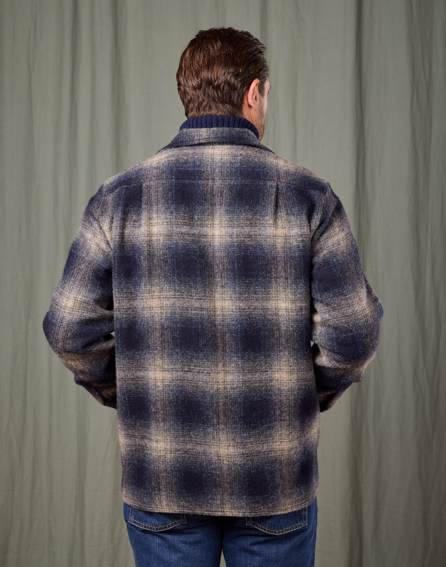Wool Overshirt - Navy/Grey Check