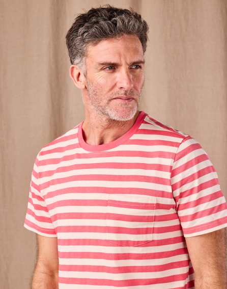Printed Stripe T Shirt - Pink