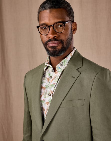 Linen Suit Jacket - Olive