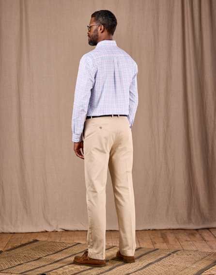 Flat Front Chino Trousers - Pebble