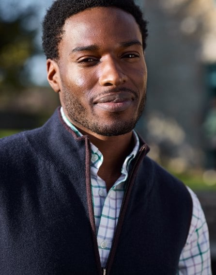 Reversible Merino Gilet - Navy/Green