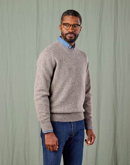 Shetland Crew Neck Jumper - Cobble