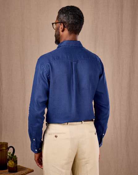 Linen Shirt Long Sleeve - Atlantic