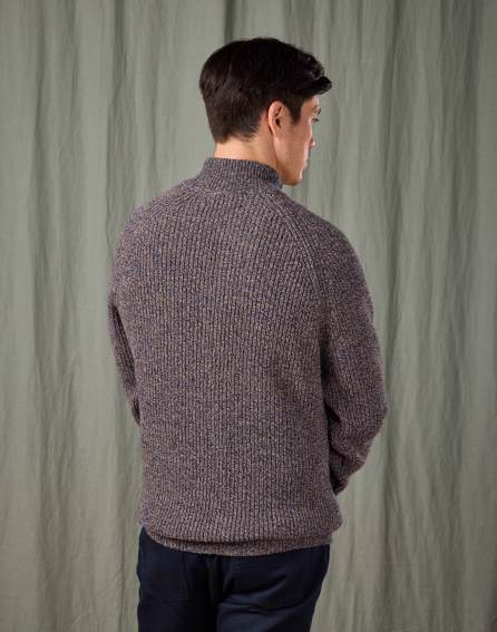 Yak Button Neck - Navy/Ecru