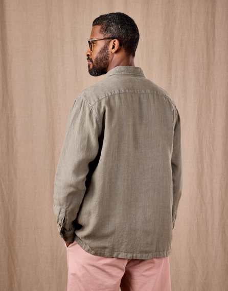 Linen Overshirt - Khaki