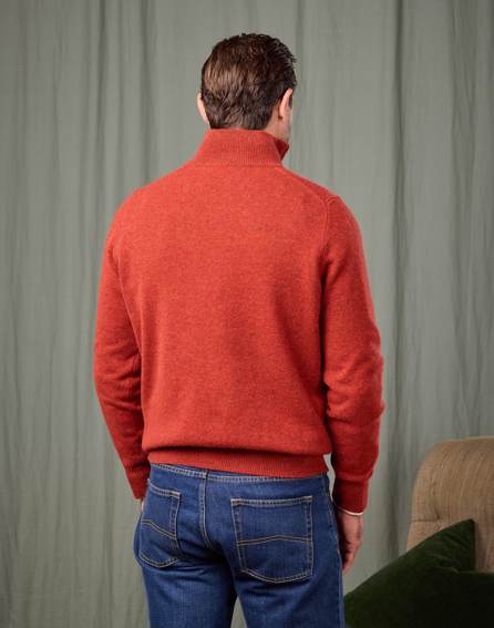 Lambswool Half Zip Jumper - Orange