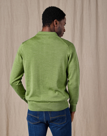 Merino Polo Collar Jumper - Green