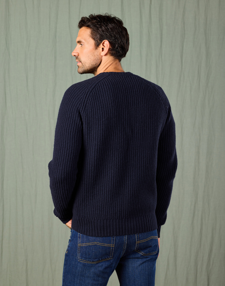 Whitby Rib Crew Neck Jumper - Navy
