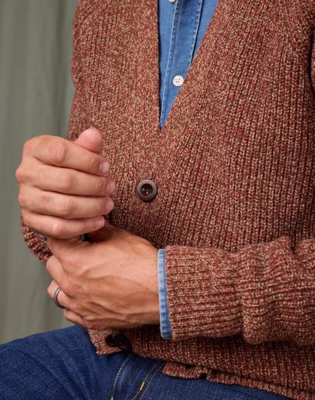 Yak Cardigan - Red/Brown