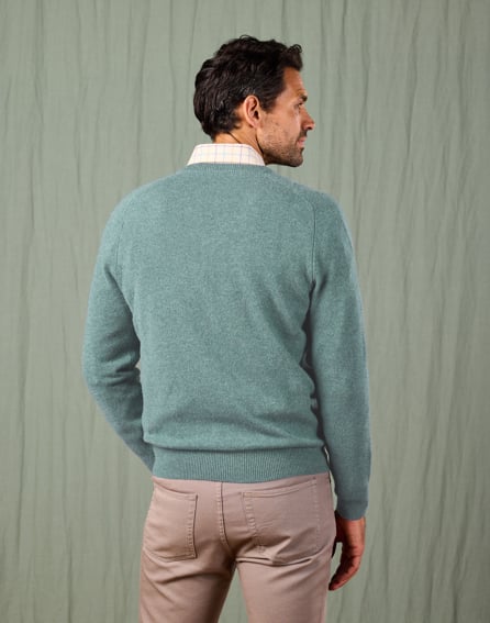 Lambswool V Neck Jumper - Seafoam