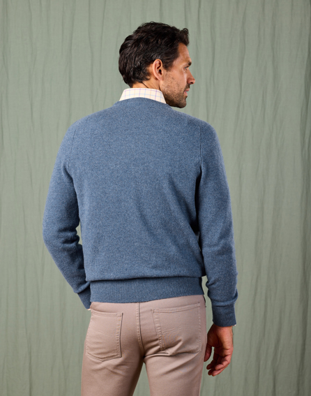 Lambswool Crew Neck Jumper - Blue
